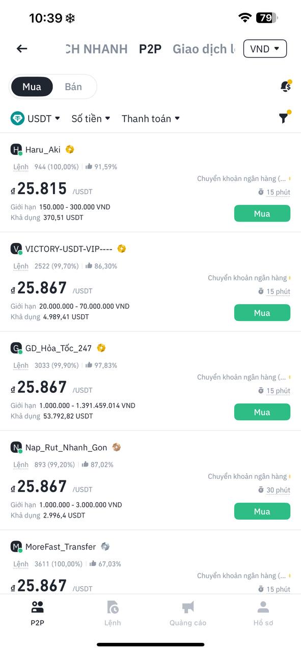 Mua USDT trên Binance