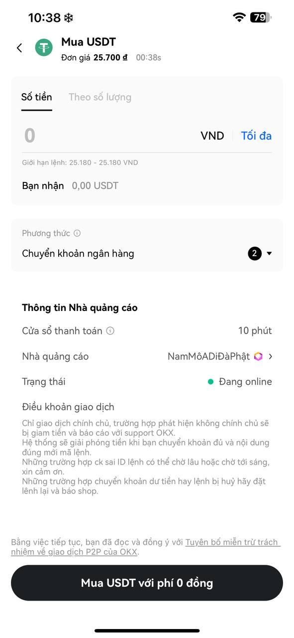 Mua USDT trên OKX
